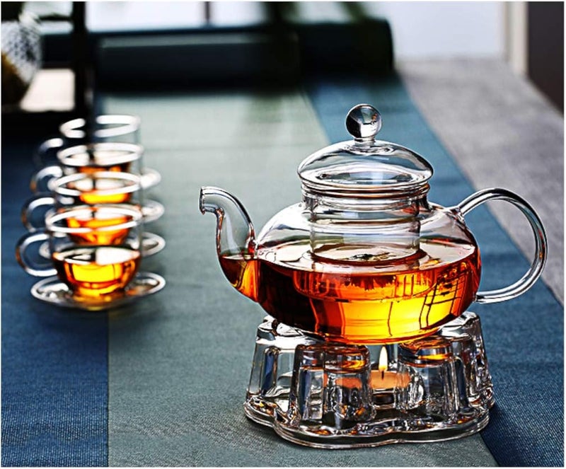 Sun's Tea Universal Solid Crystal Glass Ultra Clear Teapot Warmer | Tea Warmer | Teapot Heating Base | Tealight Warmer- Candle Never Flames Out - Image 4